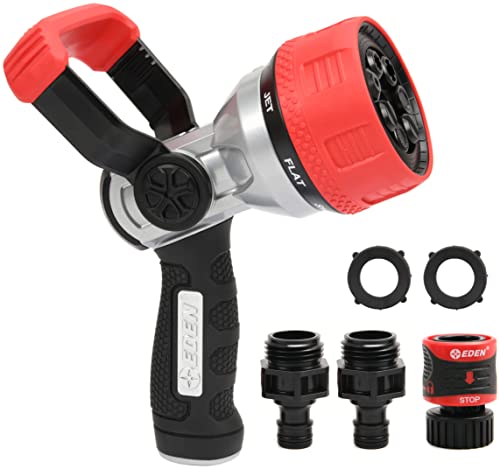 Eden 96806 Heavy Duty Metal Garden Hose Spray Nozzle with Quick Connect Starter Set 96806 Fireman Style