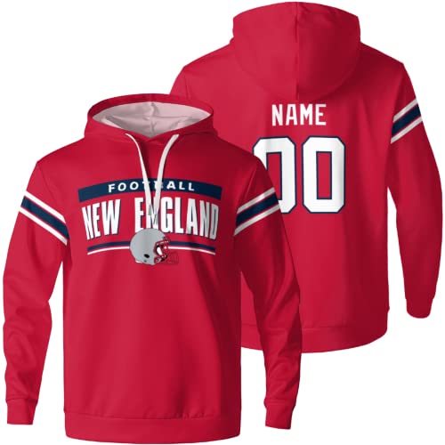 ANTKING New England Hoodies Customized Personalized Apparel Any Name Any Number Gifts for Men Kids Fans