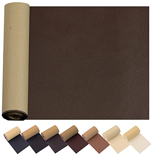 Leather Repair Patch for Couches 17X55inch Large Self-Adhesive refinisher cuttable reupholster Tape Patches kit Couch Car Seats Furniture Sofa Vinyl Chairs Shoes Fabric Fix(Dark Brown, 17x55 inch)