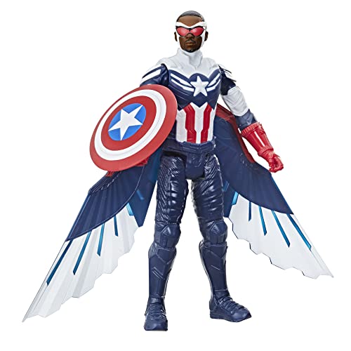 Marvel Titan Hero Series Avengers Captain America Action Figure, 12-Inch Toy, Includes Wings, for Kids Ages 4 and Up