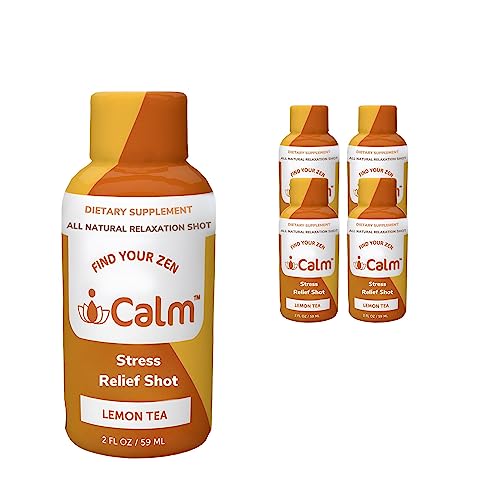iCalm 4-Pack All Natural Calming Elixir (2oz) l GABA, L-Theanine, Lemon Balm, Taurine for Stress Relief, Calmness, Creativity, Focus and Mood
