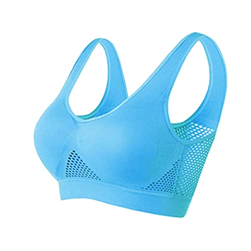 Lightning Deals of Today Prime Lightening Deals Breathable Cool Liftup Air Bra 2024 New Upgrade Full Support Sports Bra Full Coverage Wireless Bras for Women Day Prime Deals Today 2024 Sky Blue