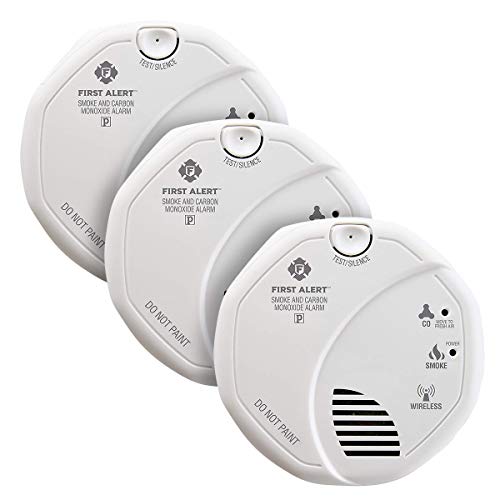 First Alert Battery Powered Wireless Interconnected Photoelectric Smoke and Carbon Monoxide Combo Alarm with Voice and Location, SCO500B- (Pack of 3)