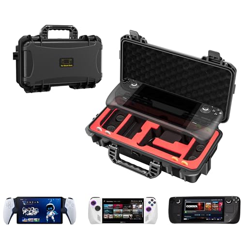 DEVASO Carrying Case for Steam Deck/Steam Deck OLED/ASUS ROG Ally/PlayStation Portal, Professional Deluxe Waterproof Case Soft Lining Hard Travel Case for Steam Deck and Other Accessories