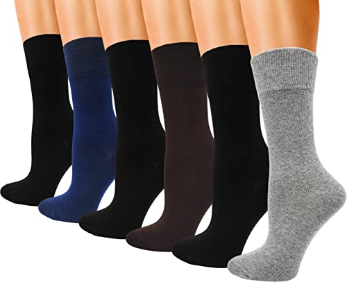 Womens Bamboo Dress Socks, 6 Pairs Premium Ultra Soft Thin Lightweight Crew Socks Bulk Pack (Assorted #1, Sock Size 9-11 (Women Shoe Sizes 4-10))