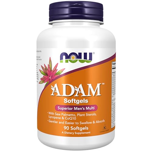 NOW Supplements, ADAM Men's Multivitamin with Saw Palmetto, Plant Sterols, Lycopene & CoQ10, 90 Softgels