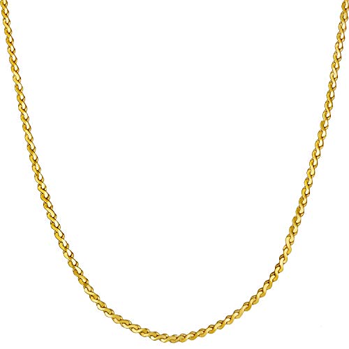 LIFETIME JEWELRY 1.4mm Serpentine Chain Necklace for Women & Men 24k Gold Plated (30 inches, Gold)