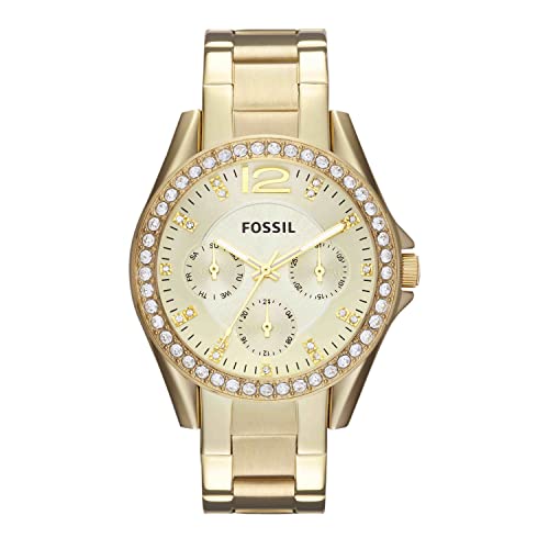 Fossil Women's Riley Quartz Stainless Steel Multifunction Watch, Color: Gold Glitz (Model: ES3203)