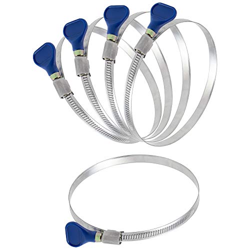 Fulton 2 1/2 Inch Thumb Screw Key Adjustable 304 Stainless Steel Hose Clamps, Pipe Clamp, Worm Gear Clamps, Dryer Vent Clamp, Dust Collection, Automotive, RV Clamp 5 pack (2 1/2' Hose Clamps)