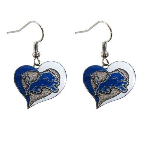 Aminco NFL Detroit Lions Swirl Heart Earrings, 2.5
