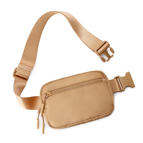 WESTBRONCO Fanny Packs for Women Men, Belt Bag with 4 Zipper Pockets, Fashion Waist Packs, Lightweight Crossbody Bags with Adjustable Strap for Workout/Running/Hiking (Brown)