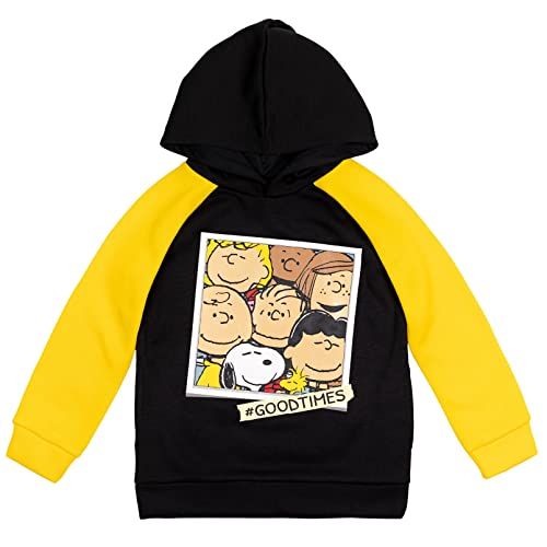 Peanuts Charlie Brown Snoopy And Friends Big Boys Fleece Hoodie Yellow/Black 14-16