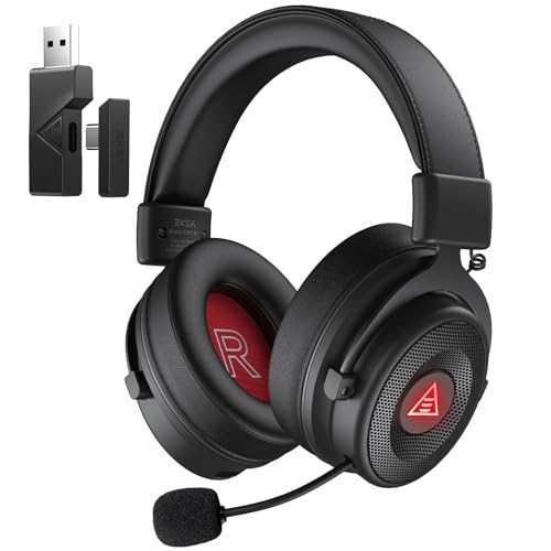 EKSA Wireless Gaming Headset with Microphone for PC, 7.1 Surround Sound, 20 ms Ultra-Low Latency, 2.4G Bluetooth USB Gamer Headphones with 50Hr Battery, Wired Computer Headset for PS4 PS5 Laptop