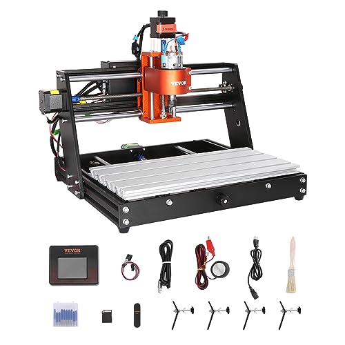 VEVOR CNC Router Machine, 120W 3 Axis GRBL Control Wood Engraving Carving Milling Machine Kit, 300 x 200 x 60 mm/11.8 x 7.87 x 2.36 in Working Area 1200 RPM for Wood Acrylic MDF PVC Plastic Foam Vinyl