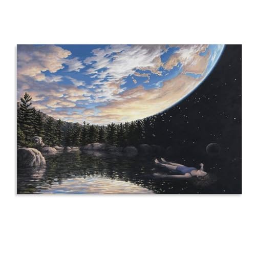 Rob Gonsalves Poster Phenomenon Of Floating Poster Retro Magical Realism Poster Modern Wall Art Post Canvas Poster Wall Art Decor Print Picture Paintings for Living Room Bedroom Decoration Unframe-sty
