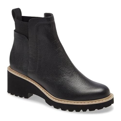 Trish Lucia Womens Platform Lug Sole Ankle Boots Chunky Block Heel Chelsea Boot Non-Slip Slip on Combat Fashion Booties