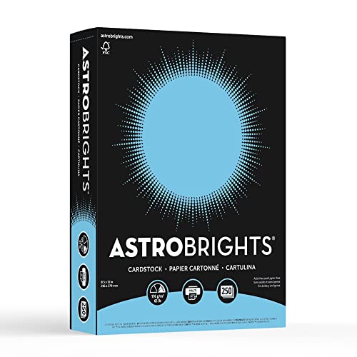 Astrobrights Color Card Stock, 8 1/2' x 11', FSC Certified, 30% Recycled, 65 Lb, Lunar Blue, Pack of 250