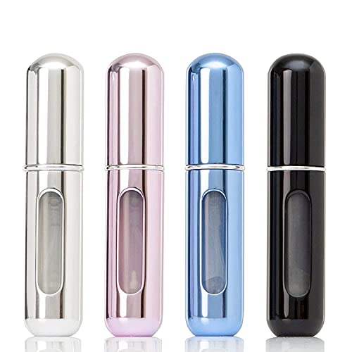 YOCASII 4PCS Refillable Perfume Atomizer Bottle, Travel Perfume Mini Spray Bottles, Cologne Dispenser, Portable Empty Perfume Spray Bottle, Container with Bag