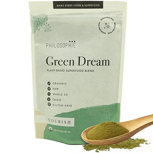 Philosophie Vegan Protein Powder - Green Superfood Powder with Hemp Protein, Spirulina & Maca Root Powder - Plant-Based, Organic Superfood Blend - Protein Powder for Meal Replacement Shake, 8oz