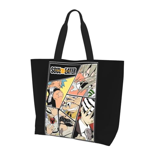 Apperhill Anime Soul Eater Tote Bag Shopping Bag Fashion Capacity Handbags Large For Gym Travel Storage Bag