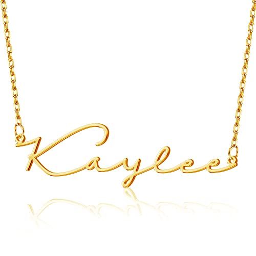 Yofair Custom Name Necklace Personalized 18K Gold Plated Nameplate Pendant Gift for Women