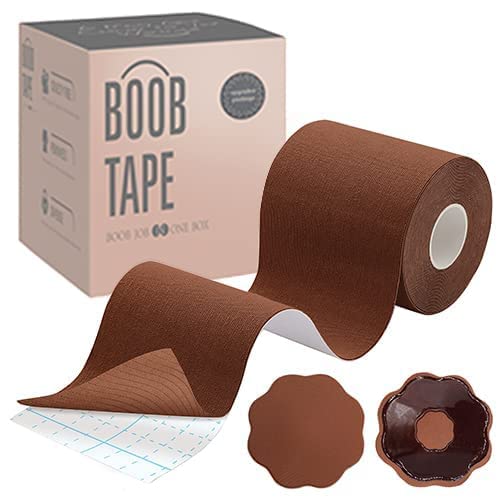 Tripsky XL Breast Lift Tape, BoobTape for Large Breasts,Body Tape for Fashion,Athletic Tape Boobytape &NippleCover for A-GCup (Brown, 3 inch)