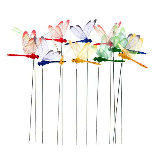 36 Pack 3D Dragonfly Garden Decor Dragon Fly Garden Stakes Dragonflies Garden Ornaments Patio Decoration Dragonfly Stakes with Sticks, 4 Colors