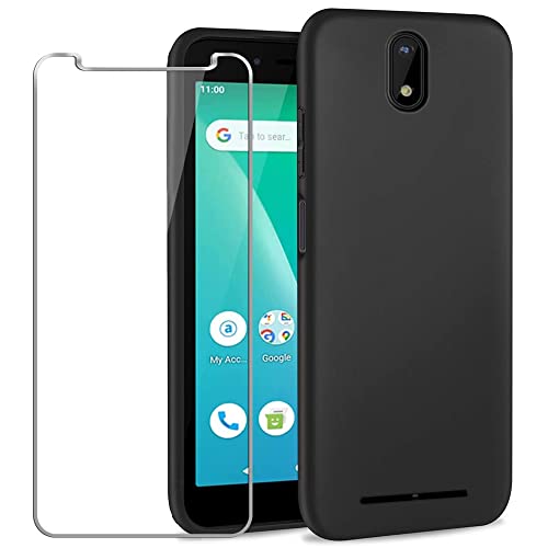 YJROP for Unimax UMX U696CL Case with Tempered Glass Screen Protector Slim Full-Body Silicone Bumpers Anti-Scratch Shockproof Protective Phone Case Cover for Unimax UMX U696CL (Black)