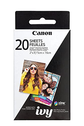 Canon Zink Photo Paper Pack, 20 sheets, White, 2' X 3'. (3214C001)