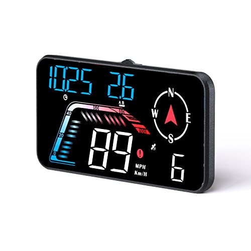 AWOLIMEI Head Up Display for Cars G12，Mph GPS Speedometer with Overspeed Alarm、 Fatigue Driving Alarm，USB Plug and Play，Digital Display Suitable for All Car (G12 Color)