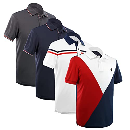 Albert Morris Polo Shirts for Men Short Sleeve 4 Pack Trendy Pack Size Large