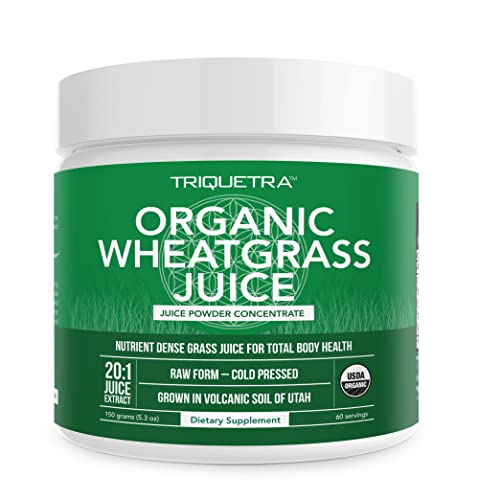 Organic Wheatgrass Juice Powder - Organic, Grown in Volcanic Soil of Utah - Raw BioActive Form, Cold-Pressed Then CO2 Dried, 20:1 Concentrate Juice Extract - Unflavored (5.3 oz – 50 Servings)