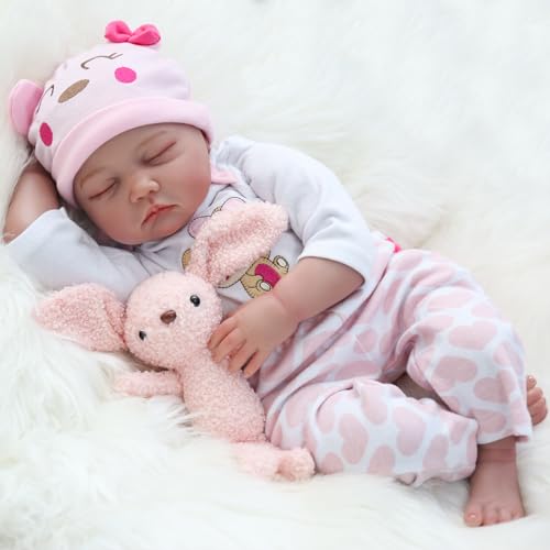 Kaydora Reborn Baby Dolls - 22 Inch Soft Weighted Body Lifelike Newborn Girl Doll, Handmade Silicone Realistic Sleeping Baby Doll That Look Real, Kids Gift Box for 3+ Year Old