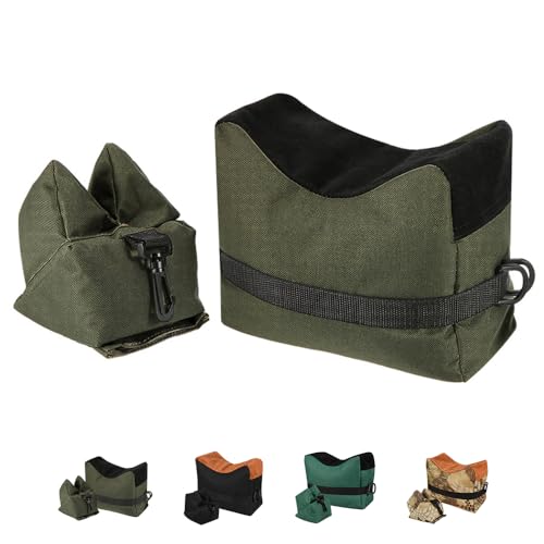 Shooting Rest Bags, Army Green/Dark Green/Black/Camo Rest Front & Rear Support Sandbag Stand Holders with 600 Denier Polyester for Rifle Hunting (Army Green)