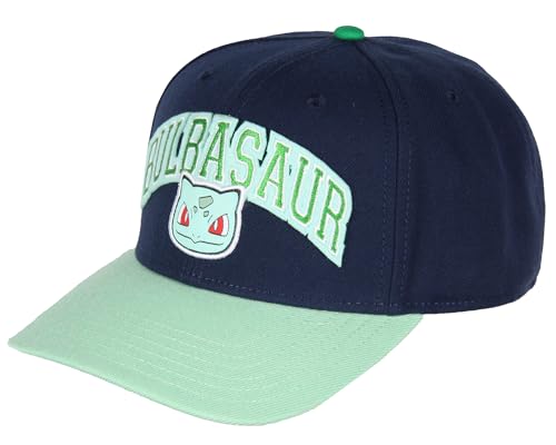 Bioworld Pokemon Adult Bulbasaur 001 Embroidered Precurve Snapback Hat for Men and Women
