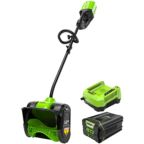 Greenworks 80V (75+ Compatible Tools) 12” Brushless Cordless Snow Shovel, 2.0Ah Battery and Charger Included