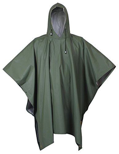 Rothco Rubberized Rainwear Poncho, Mens Rain Poncho, One Size, Olive Drab