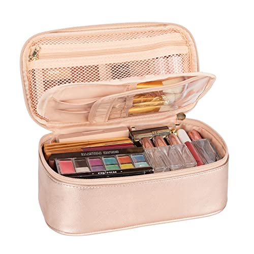 OCHEAL Small Cosmetic Bag,Portable Cute Travel Makeup Bag for Women and girls Makeup Brush Organizer cosmetics Pouch Bags -Rose Gold