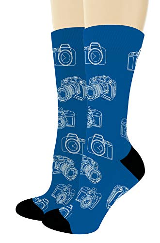 Photography Gifts Camera Socks Photographer Dress Socks for Men & Women 1-Pair Novelty Crew Socks