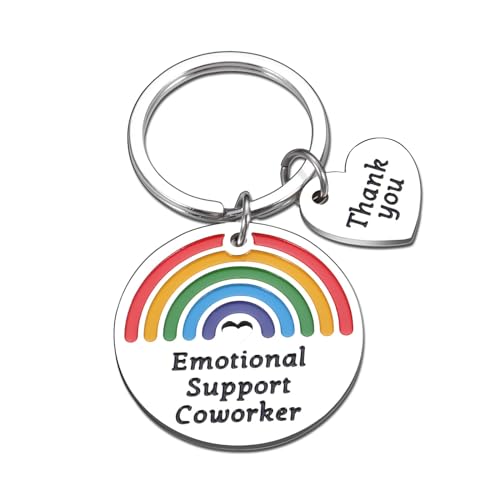Funny Coworker Gift for Women Thank You Rainbow Gift for Men Emotional Support Keychains for Colleague Boss Appreciation Gift Coworker Leaving Going Away Gift Birthday Christmas Stocking Stuffer