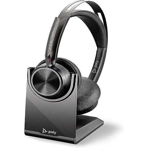 Plantronics Poly - Voyager Focus 2 UC USB-A Headset with Stand Bluetooth Stereo Headset with Boom Mic - USB-A PC/Mac Compatible - Active Noise Canceling - Works with Teams (Certified), Zoom & More