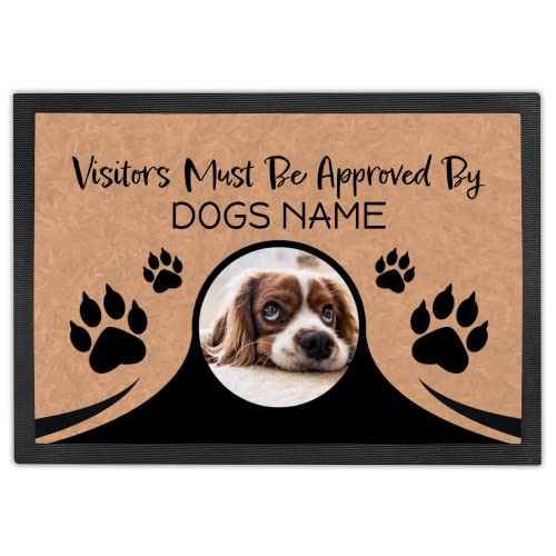 Sentiment House Personalized Door Mat - Dog Door Mat - Welcome Mat - Floor Mats - Front Door Mat - Door Mat - Doormat - Visitors Must Be Approved - Add Your Own Photo & Name (30' x 20')