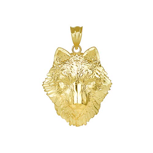 Fine 14k Yellow Gold Tribal Wolf Head Charm Pendant