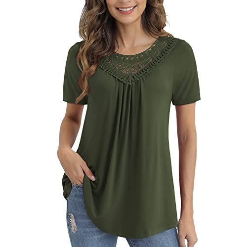 mjhGcfj Womens Blouses and Tops Casual Spring Tunics for women 2023 Trendy T Shirts Teacher Graphic Plus Size 0526jia-Green,3X-Large
