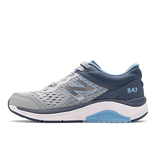 New Balance Women's 847 V4 Walking Shoe, Light Aluminum/Vintage Indigo/Team Carolina, 9 Wide