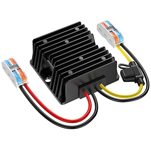 12V to 24V DC Step up Converter 10A 240W, 12V to 24V Converter with Fuse Waterproof and Wire Terminal Block, 12 to 24 Volt Step up Converter for Golf Cart Truck Vehicle Boat (Accept DC9-20V Inputs)