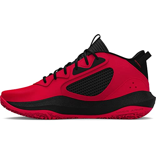 Under Armour Unisex Lockdown 6 Basketball Shoe, (600) Red/Black/White, 9 US Men