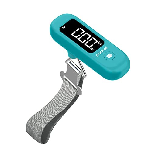 pack all 110 Lbs Luggage Scale, Digital Handheld Baggage Scale, Travel Suitcase Weight Scale with LCD Display, Battery Included, Malachite Blue