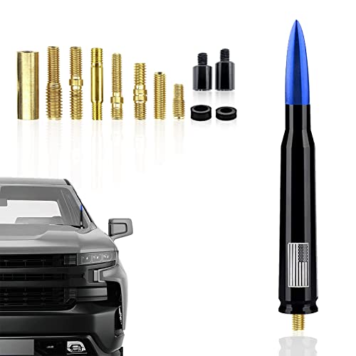 Ajxn 1 PC Car Truck Bullet Antenna, Automobile Antenna Mast, Suitable for GM Chevy Silverado 1500 3500 HD Avalanche GMC Sierra 1500 3500 Denali Heavy Duty Pickup Trucks Accessories (Blue)