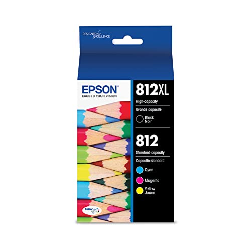 EPSON 812 DURABrite Ultra Ink High Capacity Black & Standard Color Cartridge Combo Pack (T812XL-BCS) Works with WorkForce Pro WF-7310, WF-7820, WF-7840, WorkForce EC-C7000